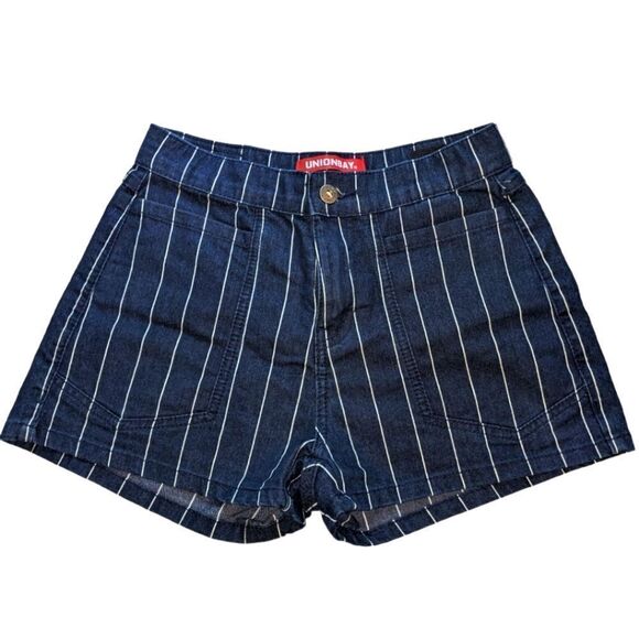 Union bay Y2K Denim blue and‎ white striped shorts size 3 - Picture 1 of 7